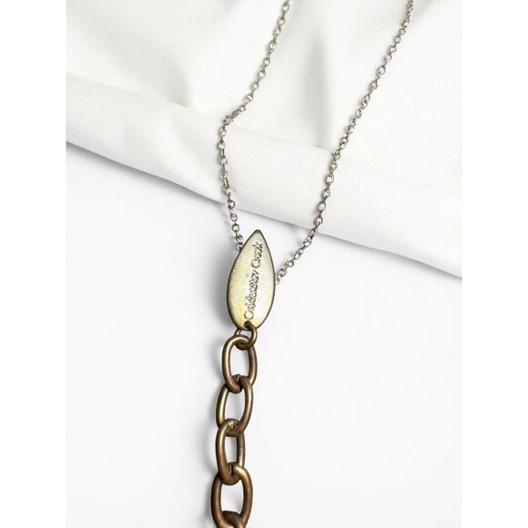 Coldwater Creek Gold-Tone Link Necklace Blue Accents & Rhinestone Details - Picture 7 of 9